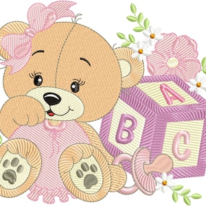 Schattig BEER borduurwerk Design, Baby Girl Bear Machine borduurwerk Design, instant downloads.