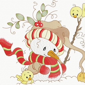 Snowman Christmas Embroidery Designs, Cute Christmas Embroidery Designs, Instant Downloads
