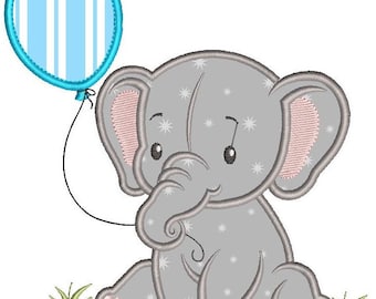 Elephant Boy Applique: Machine Embroidery Design (Instant Download)
