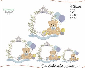 CUTE BEAR FRAME,  Embroidery Design, Bear-Baby Boy Embroidery File, Bear  Embroidery Design. Instant Download