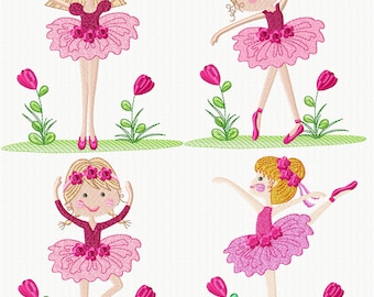 Ballerina Embroidery Designs: Ballet Girl Machine Embroidery Pattern (Digital Download)