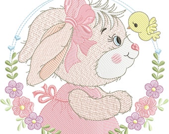 BUNNY EASTER Machine Embroidery Design - Rabbit embroidery designs, - Baby/ Kids embroidery file - Cute Bunny Easter Embroidery Machine