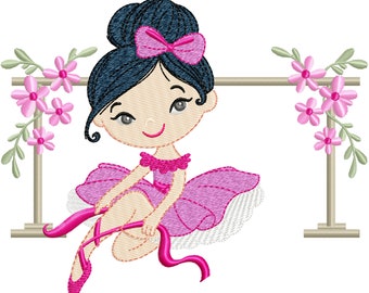 Ballerina Girl Embroidery Design: Ballet Machine Embroidery Pattern (Instant Download)