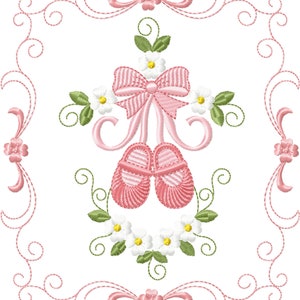 Ballerina Shoes Embroidery Design: Girl Ballet Pattern (Instant Download)