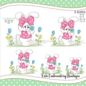 Bunny Girl Applique Embroidery Design: Easter Rabbit (Instant Download)