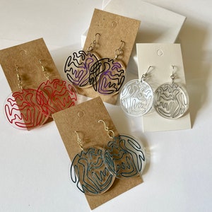 Clear Acrylic Circle Wavy Line Dangle Earrings Acrylic Jewelry Dangle Gift for Her