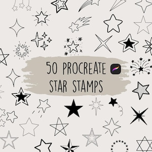 Sellos de estrellas de Procreate, set de sellos de Procreate, estrellas de Procreate, sellos de estrellas, garabatos de Procreate, pinceles de Procreate, paquete de sellos de estrellas