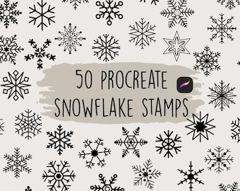 Procreate Snowflake Stamps, Procreate stamp set, procreate snowflake stamp, Procreate winter set, Procreate brushset, snowflake stamp bundle