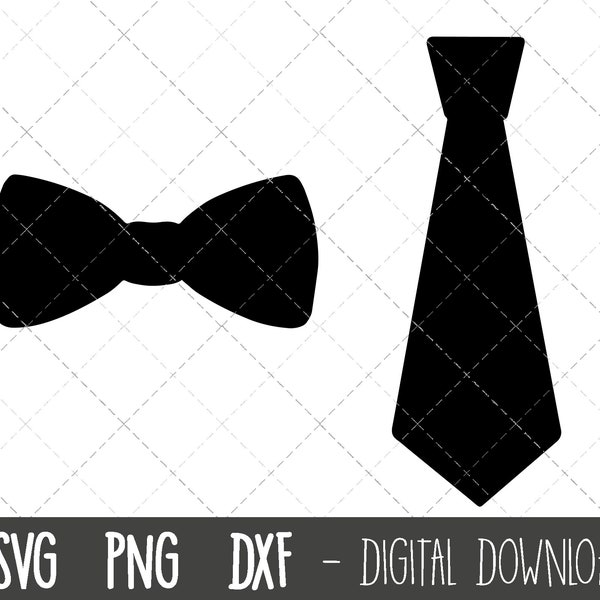 Bow and Tie SVG, Mens Tie Svg, Bow Tie clipart svg, neck tie svg, tie png, Bow tie clip art, dxf, mens tie cricut silhouette svg cut file