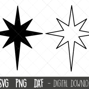 北極星 SVG、ベツレヘムの星 SVG、星 SVG、星のクリップアート、休日のクリップアート、クリスマス SVG、星 SVG バンドル、星のクリカット シルエット ファイル