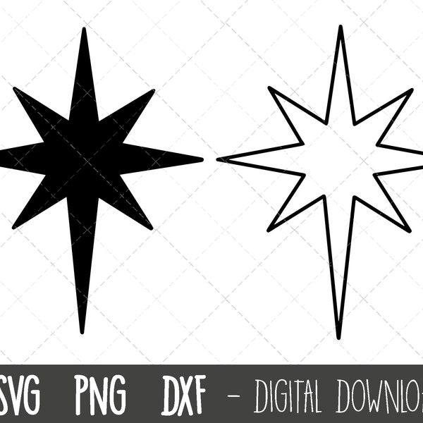 North star svg, Star of bethlehem svg, star svg, star clipart, holiday clipart, christmas svg, star svg bundle, star cricut silhouette file