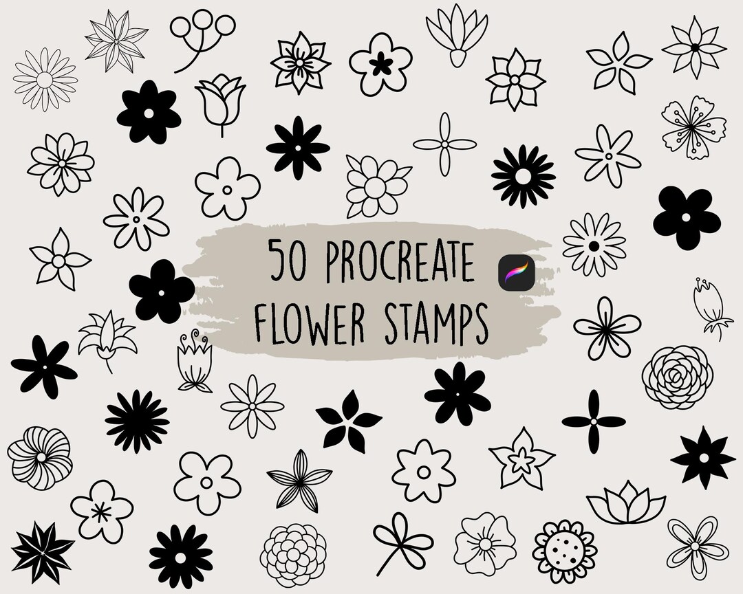 Procreate Flower Stamps, Procreate Stamp Set, Procreate Flower Brushes ...