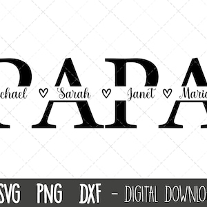 Papa SVG, Vader svg, Vaderdag SVG, papa split naam frame svg, papa gesneden bestand png, papa omtrek, vader dxf, cricut silhouet svg gesneden bestand