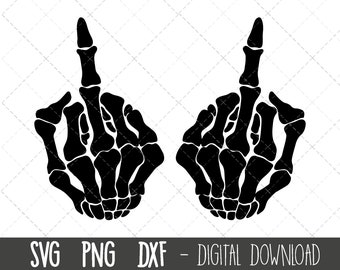 Dedos médios de esqueleto SVG, esqueleto png, clipart de esqueleto, clipart de halloween, svg de halloween, arquivo de corte de silhueta cricut de esqueleto de halloween