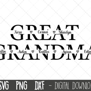 Overgrootmoeder SVG, oma SVG, grootmoeder splitsen naam frame SVG, oma SVG, oma gesneden bestand, Moederdag SVG, cricut silhouet gesneden bestand