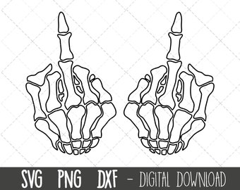 Dedos médios de esqueleto SVG, esqueleto png, clipart de esqueleto, clipart de halloween, svg de halloween, arquivo de corte de silhueta cricut de esqueleto de halloween
