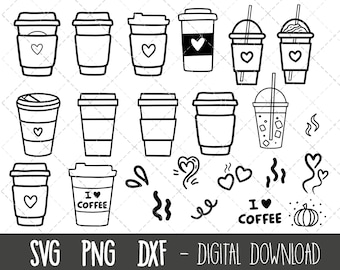 Coffee cup svg, coffee cup bundle, takeaway cup svg, starbucks cup svg, cup svg bundle, silhouette, cricut cut files, coffee cup cut files