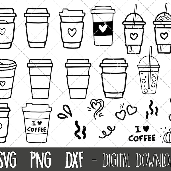 Coffee cup svg, coffee cup bundle, takeaway cup svg, starbucks cup svg, cup svg bundle, silhouette, cricut cut files, coffee cup cut files