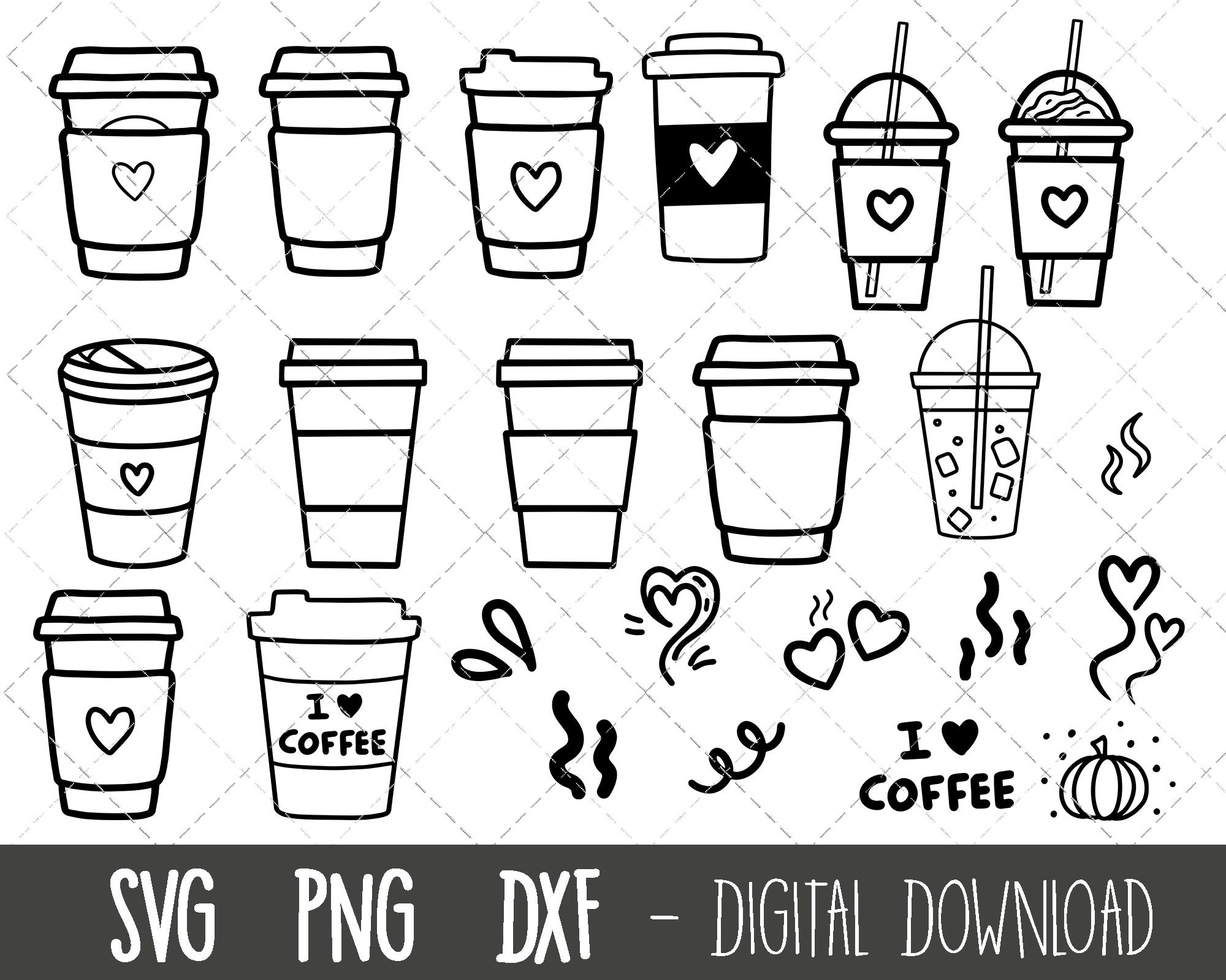 Coffee Cup Svg Coffee Cup Bundle Takeaway Cup Svg Starbucks Etsy UK