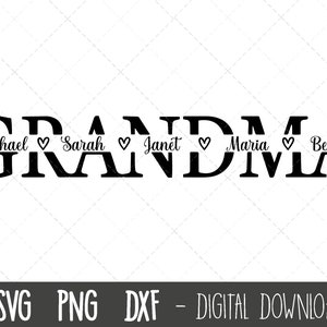 Grandma SVG, Grandmother svg, grandma split name frame svg, granny svg, grandma cut file, Mother's Day SVG, cricut silhouette svg cut file