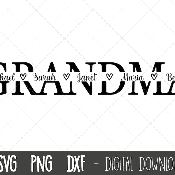 Grandma SVG, Grandmother svg, grandma split name frame svg, granny svg, grandma cut file, Mother's Day SVG, cricut silhouette svg cut file