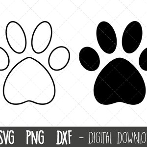 Dog Paw Print SVG, paw print outline svg, Paw Svg, Animal Paw print Svg, paw clipart svg, png, dxf, paw print cricut silhouette cut file