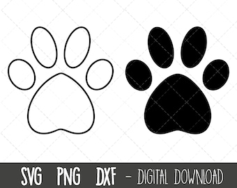 Dog Paw Print SVG, paw print outline svg, Paw Svg, Animal Paw print Svg, paw clipart svg, png, dxf, paw print cricut silhouette cut file