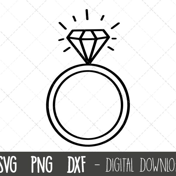 Bague diamant svg, bague de mariage svg, bague svg, clipart de mariage, mariage svg, bague de fiançailles svg, bague cricut silhouette svg fichier de coupe coupé