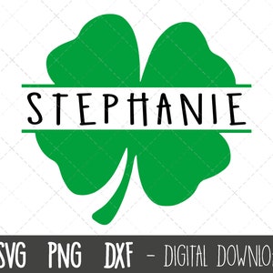 Klaver SVG, St. Patricks dag SVG, klaver splitsen naam frame SVG, klaver klavertje vier SVG, Lucky Clover SVG, cricut silhouet gesneden bestand