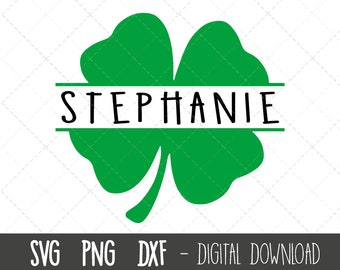 Trèfle svg, svg de la Saint-Patrick, trèfle split nom cadre svg, svg trèfle à quatre feuilles shamrock, svg trèfle porte-bonheur, cricut silhouette couper fichier