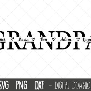 Abuelo SVG, Abuelo svg, abuelo nombre dividido marco svg, abuelo svg, abuelo archivo cortado, Día del Padre SVG, silueta cricut svg archivo de corte