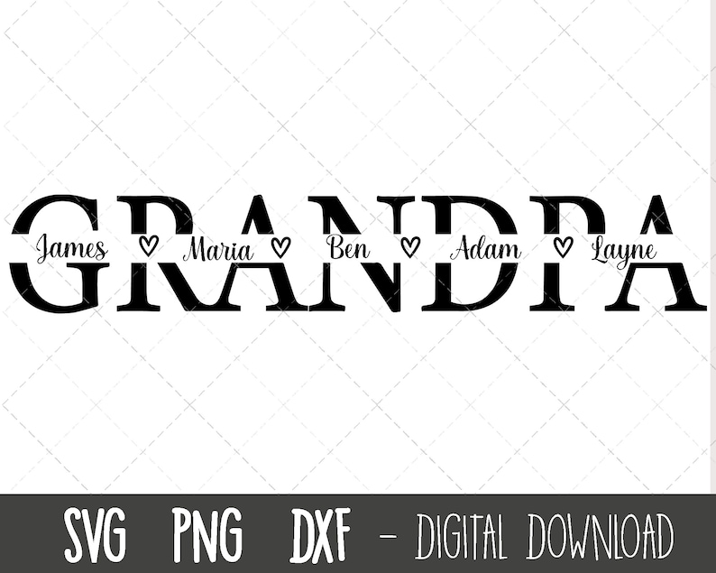 Grandpa SVG Grandfather Svg Grandpa Split Name Frame Svg Etsy