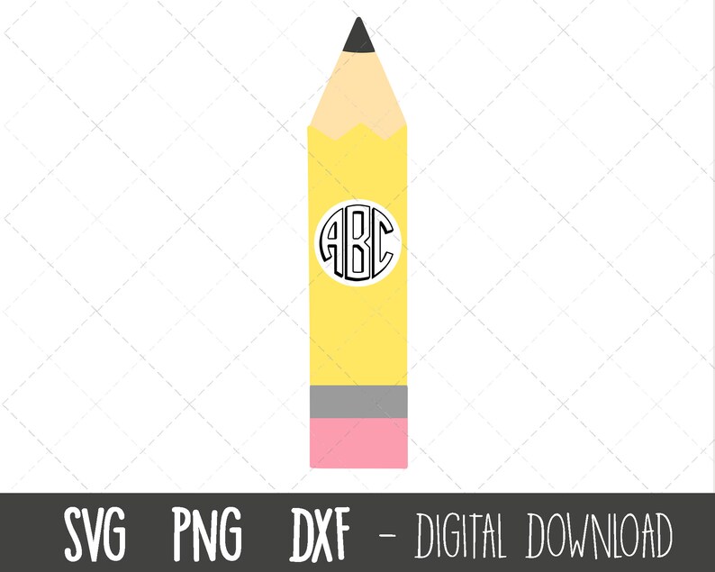 Pencil monogram SVG, pencil clipart, school svg, teacher svg, pencil png, pencil cut file, pencils svg, dxf, cricut silhouette svg cut file image 1