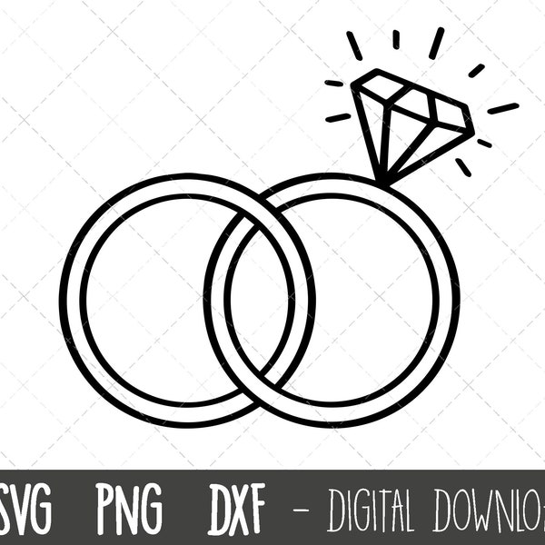 Diamond Ring svg, wedding rings svg, wedding bands svg, wedding clipart, wedding svg, wedding rings cricut silhouette svg cut cutting file