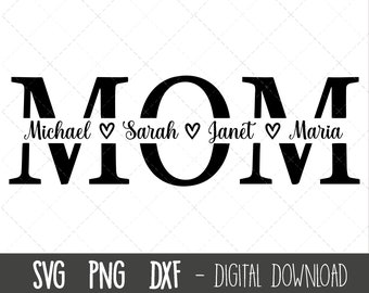 Mom SVG, Mother svg, Mother's Day SVG, mom split name frame svg, mum svg, mom cut file, mom outline, mom png, cricut silhouette svg cut file