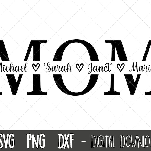 Mama SVG Mother Svg Mother's Day SVG Mom Split Name Etsy