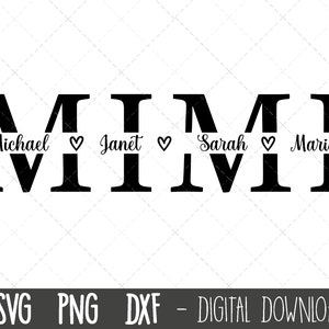 Mimi SVG, Mutter svg, Muttertag SVG, Mama Split Namen Rahmen svg, Mimi geschnitten Datei, Mama Umriss, Mama png, Mimi Cricut Kontur svg geschnitten Datei