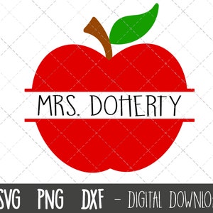 Apple svg, clipart da Apple, moldura de nome da maçã, professor svg, clipart de frutas de maçã, maçã png, dxf, arquivo de corte svg de silhueta cricut de frutas de maçã