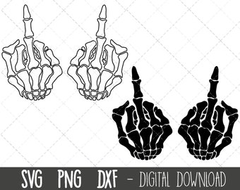 Dedos médios de esqueleto SVG, esqueleto png, clipart de esqueleto, clipart de halloween, svg de halloween, arquivo de corte de silhueta cricut de esqueleto de halloween