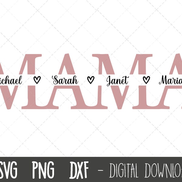 Mama SVG, Mother svg, Mother's Day SVG, mom split name frame svg, mama cut file, mom outline, mom png, cricut silhouette svg cut file