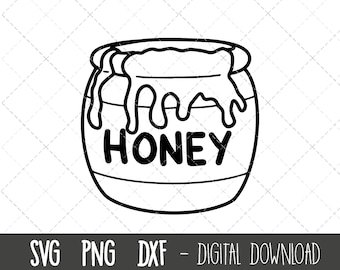 Tarro de miel SVG, miel svg, tarro de miel clipart png, abeja svg, miel de abeja svg, dxf, tarro de miel svg, tarro de miel cricut silueta svg archivo de corte