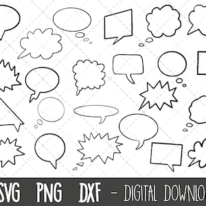 Burbuja de voz SVG, clipart de burbuja de voz, burbuja de voz cómica svg, paquete de burbuja de voz svg, png, dxf, silueta cricut svg archivos de corte