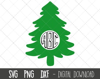 Christmas tree monogram svg, christmas tree clipart, christmas tree svg, tree svg file, christmas tree cricut silhouette svg cut cut file