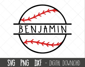 Béisbol svg, Béisbol nombre dividido marco svg, nombre marco svg, pelota svg, béisbol clipart, béisbol png, silueta cricut svg archivo de corte