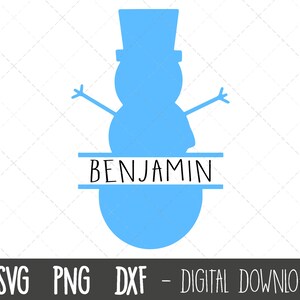 Snowman svg, snowman split name frame svg, christmas svg, snowman silhouette svg file, snowman clipart, snowman cricut silhouette svg file