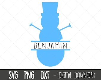 Snowman svg, snowman split name frame svg, christmas svg, snowman silhouette svg file, snowman clipart, snowman cricut silhouette svg file