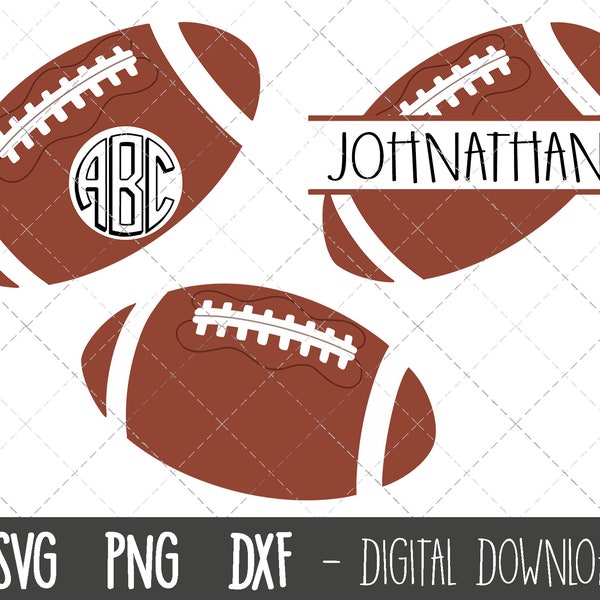 Football svg bundle, Football monogram, football clipart, ball svg, football name frame png, dxf, football cricut silhouette svg cut file