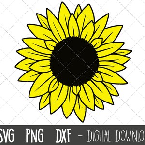 Girasol SVG, flor Svg, archivo de corte SVG de girasol, clipart de girasol svg, girasol png, dxf, silueta cricut de girasol svg archivo de corte