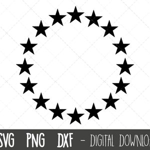 Estrela svg, círculo de estrela svg, estrelas svg, estrela redonda png, anel de estrela svg, dxf, clipart de pacote de estrela svg, arquivo de corte svg de silhueta cricut de estrelas