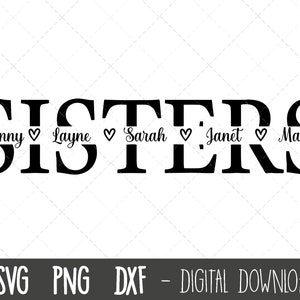 Hermana SVG, Hermana svg, Hermana split nombre marco svg, Hermana corte archivo, Sister outline svg, hermana png dxf, cricut silhouette svg cut file